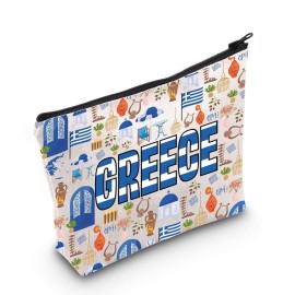 WZMPA Greece Cosmetic Makeup Bag Greece Vacation Gift Greece Aegean Pride Zipper Pouch Bag Greece Souvenir Gift (Greece)