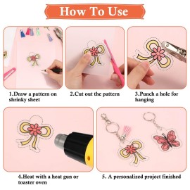 cridoz 162 Shrinky Sheets Keychain kit, Including 20 Sheets Shrinky Plastic Paper, Tassels, Keychain Clip, Split Key Rings, Key Rings with Chain, Jump Rings, Hole Punch for Creative