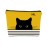 BARPERY Cat Makeup Bag - Small Cute Cosmetic Bag for Women & Teen Girls - Birthday & Cat Lady Gifts (Black, Yellow)