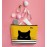 BARPERY Cat Makeup Bag - Small Cute Cosmetic Bag for Women & Teen Girls - Birthday & Cat Lady Gifts (Black, Yellow)