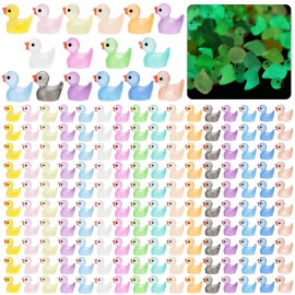 CRTWDMAN 240Pcs Luminous Mini Resin Ducks,Tiny Duck Glow in The Dark,Little Ducks,Small Ducks to Hide,Miniature Figures for Party Favor