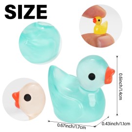 CRTWDMAN 240Pcs Luminous Mini Resin Ducks,Tiny Duck Glow in The Dark,Little Ducks,Small Ducks to Hide,Miniature Figures for Party Favor