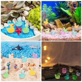 CRTWDMAN 240Pcs Luminous Mini Resin Ducks,Tiny Duck Glow in The Dark,Little Ducks,Small Ducks to Hide,Miniature Figures for Party Favor