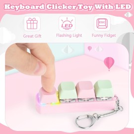Keyboard Fidget Toy for Adults Keyboard Clicker with LED Light Keychain Fidget Stress Relief Sensory Toy