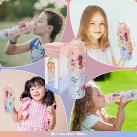 Decorate Your Own Water Bottle Kit for Girls, Ages 5-10, Birthday Gift - Craft Set with Pink Blue Gradient Bottle