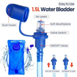 Shinylin 2 Pcs Kids Hydration Backpack with 1.5l Water Bladder Lightweight Kids Hiking Backpack Water Rucksack for Boys Girls Climbing Running(Blue, Green)