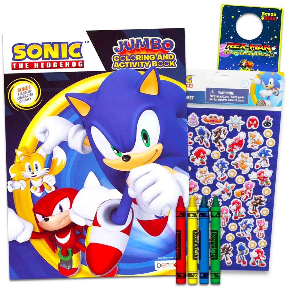 Sonic the Hedgehog Coloring Book for Kids Ages 4-8 - Sonic Coloring Art Set Bundle with Coloring Pages, Activities, Games Plus Sonic Stickers, Crayons, More | Sonic Activity Book Set for Boys