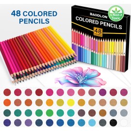 BAODLON 48 Count Colored Pencils Bulk, Pre-sharpened Coloring Pencils Set for Kids Beginners, 48 Assorted Colored Pencils for Adult Coloring Books, Ideal Art Supplies for School Classroom Teacher