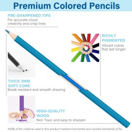BAODLON 48 Count Colored Pencils Bulk, Pre-sharpened Coloring Pencils Set for Kids Beginners, 48 Assorted Colored Pencils for Adult Coloring Books, Ideal Art Supplies for School Classroom Teacher