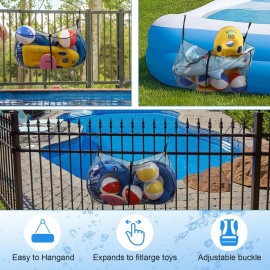 Pool Float Storage Bag,Adjustable Pool Toy Storage Organizer Hanging Mesh Bag for Rafts,Balls,Floats,Noodle,Inflatable Toys,Large Pool Toy Storage Net Bag Pouch Outdoor Swimming Pool Accessories