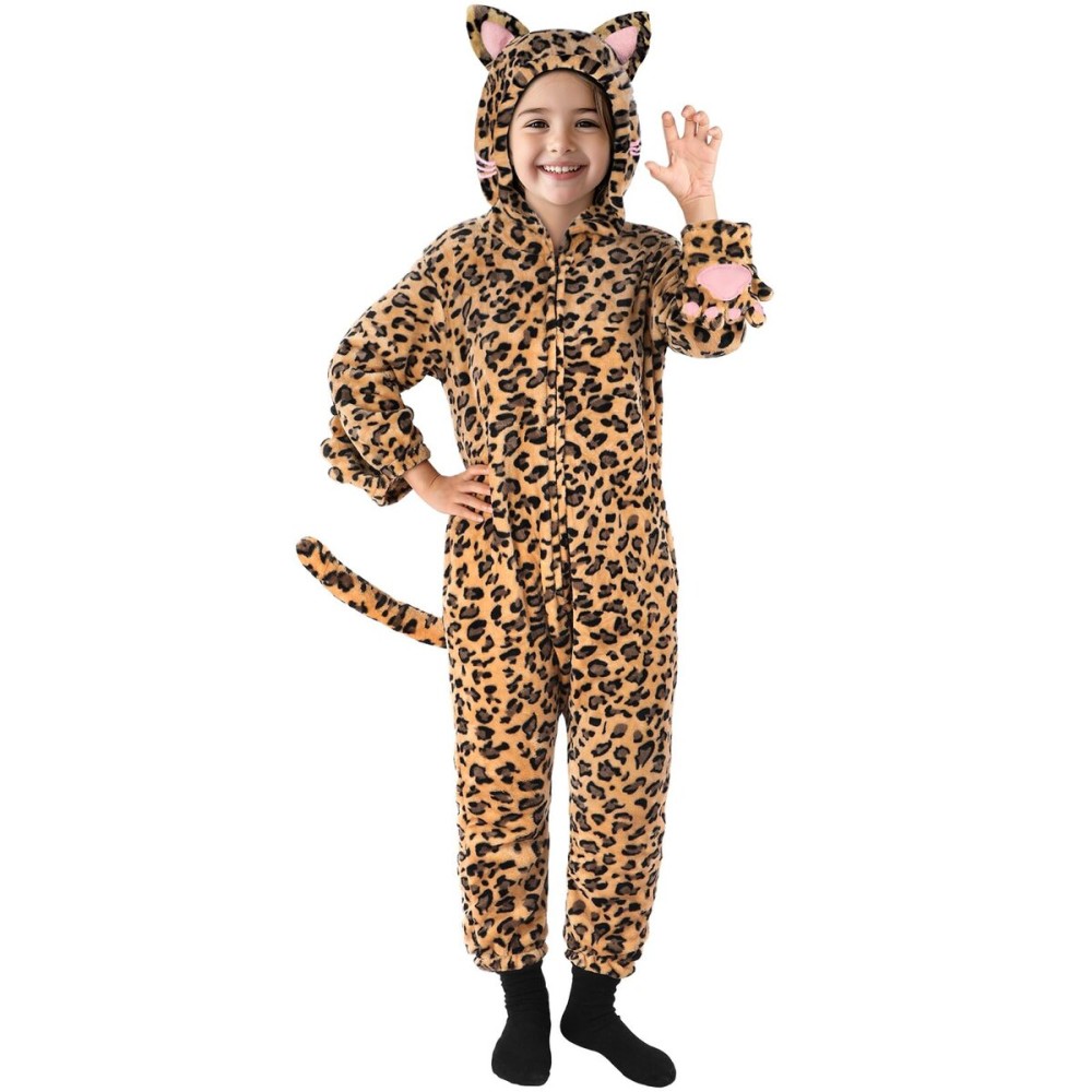 Joycover Cat Costume For Girls, Onesie Leopard Costume Girls, Leopard Cat Costume For Kids Dress Up, Role Play Halloween Costumes For Girls Kids Aged 5-6, Size S