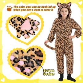 Joycover Cat Costume For Girls, Onesie Leopard Costume Girls, Leopard Cat Costume For Kids Dress Up, Role Play Halloween Costumes For Girls Kids Aged 5-6, Size S