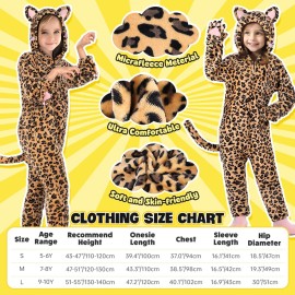 Joycover Cat Costume For Girls, Onesie Leopard Costume Girls, Leopard Cat Costume For Kids Dress Up, Role Play Halloween Costumes For Girls Kids Aged 5-6, Size S