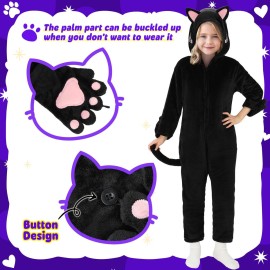 Joycover Cat Costume For Girls, Black Cat Costume For Girls Kids Dress Up, Onesie Cat Noir Costume, Role Play Halloween Costume For Kids Aged 9-10, Size L