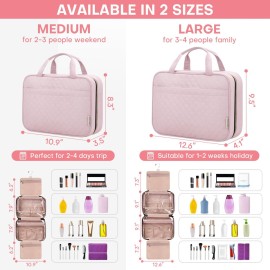 Travel Size Toiletry Bag for Women, Portable Cosmetic Bag with Hanging Hook, Travel Essentials Water-resistant Makeup Organizer for Accessories, Shampoo, Full-size Container, Toiletries