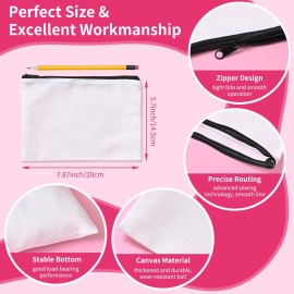 AMDAILY 24Pcs Sublimation Blank Canvas Makeup Bags, Bulk Blank DIY Heat Transfer Cosmetic Makeup Bags w/Black Zipper for Bridesmaid Makeup Bag Travel Toiletry Pouch Storage