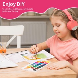 AMDAILY 24Pcs Sublimation Blank Canvas Makeup Bags, Bulk Blank DIY Heat Transfer Cosmetic Makeup Bags w/Black Zipper for Bridesmaid Makeup Bag Travel Toiletry Pouch Storage