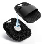Silicone Body Scrubber for Men Women, Friendly Shower Scrubber for Sensitive Skin, Silicone Loofah Body Scrubber for Showering with Richer Foam Bristles and Anti-Slippery Handle, Black