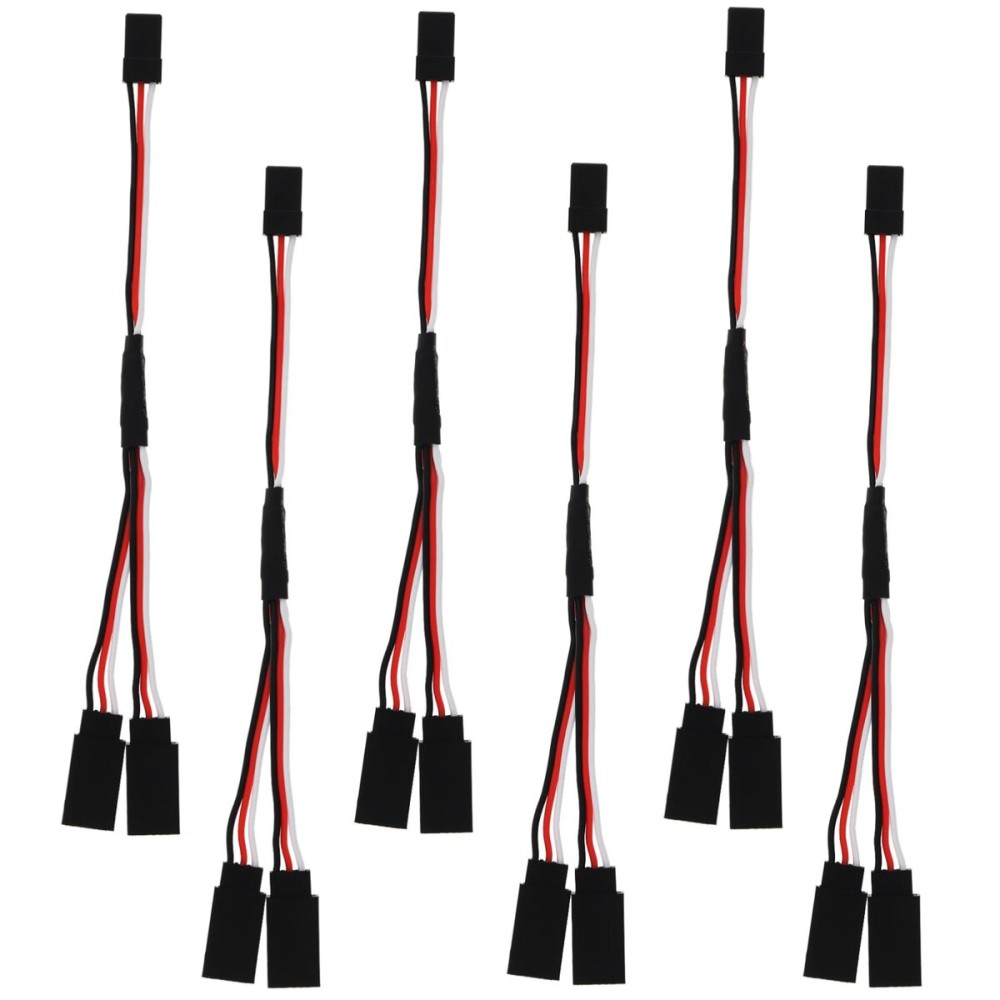 DiGiYes 6Pcs 3 Pin JST Plug Splitters Servo Cord Wire, 15 cm Male to 2 Female Y Harness Connector Servo Extension Cable Fit for Futaba JR RC Car or Airplanes (Male to 2 Female)