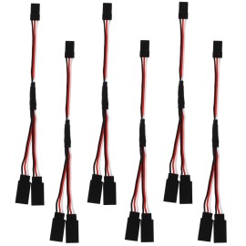 DiGiYes 6Pcs 3 Pin JST Plug Splitters Servo Cord Wire, 15 cm Male to 2 Female Y Harness Connector Servo Extension Cable Fit for Futaba JR RC Car or Airplanes (Male to 2 Female)