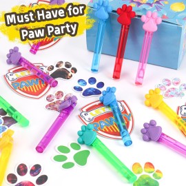 24PCS Paw Print Bubble Wands for Kids Blue Puppy Dog Party Favors Decorations Pinata Filler Goodie Bags Suffer Classroom Prizes Birthday Gifts