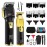 HIENA PRO Professional Hair Clippers Set for Men, Cordless Barber Kit for Haircut, Clippers and Trimmers Set, Hair Cutting Kit with LED Display & Rechargeable USB, Gifts for Men (Black Gold)