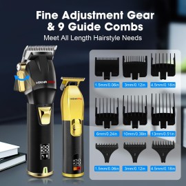 HIENA PRO Professional Hair Clippers Set for Men, Cordless Barber Kit for Haircut, Clippers and Trimmers Set, Hair Cutting Kit with LED Display & Rechargeable USB, Gifts for Men (Black Gold) HIENA PRO Professional Hair Clippers Set for Men, Cordless Barber Kit for Haircut, Clippers and Trimmers Set, Hair Cutting Kit with LED Display & Rechargeable USB, Gifts for Men (Black Gold)