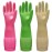 Bamllum 3 Pairs of Rubber Dishwashing Gloves for Kitchen and Household Cleaning - Long Cuff 15, Reusable, Flexible Long-lasting and Non-Slip (Red+Yellow+Green, X-Large)