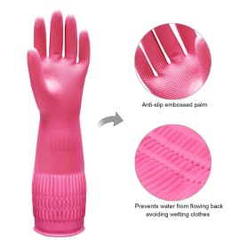 Bamllum 3 Pairs of Rubber Dishwashing Gloves for Kitchen and Household Cleaning - Long Cuff 15, Reusable, Flexible Long-lasting and Non-Slip (Red+Yellow+Green, X-Large) Bamllum 3 Pairs of Rubber Dishwashing Gloves for Kitchen and Household Cleaning - Long Cuff 15, Reusable, Flexible Long-lasting and Non-Slip (Red+Yellow+Green, X-Large)