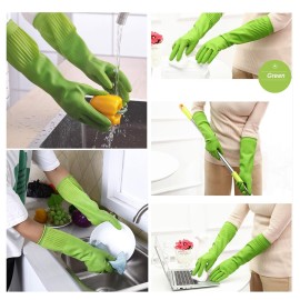 Bamllum 3 Pairs of Rubber Dishwashing Gloves for Kitchen and Household Cleaning - Long Cuff 15, Reusable, Flexible Long-lasting and Non-Slip (Red+Yellow+Green, X-Large) Bamllum 3 Pairs of Rubber Dishwashing Gloves for Kitchen and Household Cleaning - Long Cuff 15, Reusable, Flexible Long-lasting and Non-Slip (Red+Yellow+Green, X-Large)