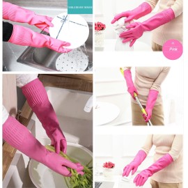 Bamllum 3 Pairs of Rubber Dishwashing Gloves for Kitchen and Household Cleaning - Long Cuff 15, Reusable, Flexible Long-lasting and Non-Slip (Red+Yellow+Green, X-Large) Bamllum 3 Pairs of Rubber Dishwashing Gloves for Kitchen and Household Cleaning - Long Cuff 15, Reusable, Flexible Long-lasting and Non-Slip (Red+Yellow+Green, X-Large)