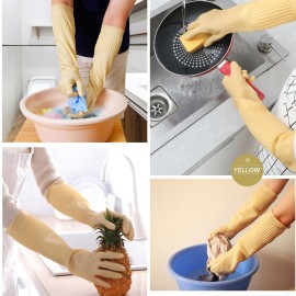 Bamllum 3 Pairs of Rubber Dishwashing Gloves for Kitchen and Household Cleaning - Long Cuff 15, Reusable, Flexible Long-lasting and Non-Slip (Red+Yellow+Green, X-Large) Bamllum 3 Pairs of Rubber Dishwashing Gloves for Kitchen and Household Cleaning - Long Cuff 15, Reusable, Flexible Long-lasting and Non-Slip (Red+Yellow+Green, X-Large)