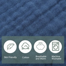 VitalCozy 6 Pcs Baby Muslin Hooded Bath Towels and Washcloths, 32 x 32 Inch Cotton Absorbent Blankets for Newborn Infant Shower Gift (Green, Blue)