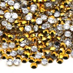 Flatback Rhinestones Round Gems for Nails Art and Crafts 4000Pcs SS6 2mm AB Crystals Glitter Stone DIY Bags Clothes Shoes (Gold AB)