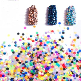 Flatback Rhinestones Round Gems for Nails Art and Crafts 4000Pcs SS6 2mm AB Crystals Glitter Stone DIY Bags Clothes Shoes (Gold AB)