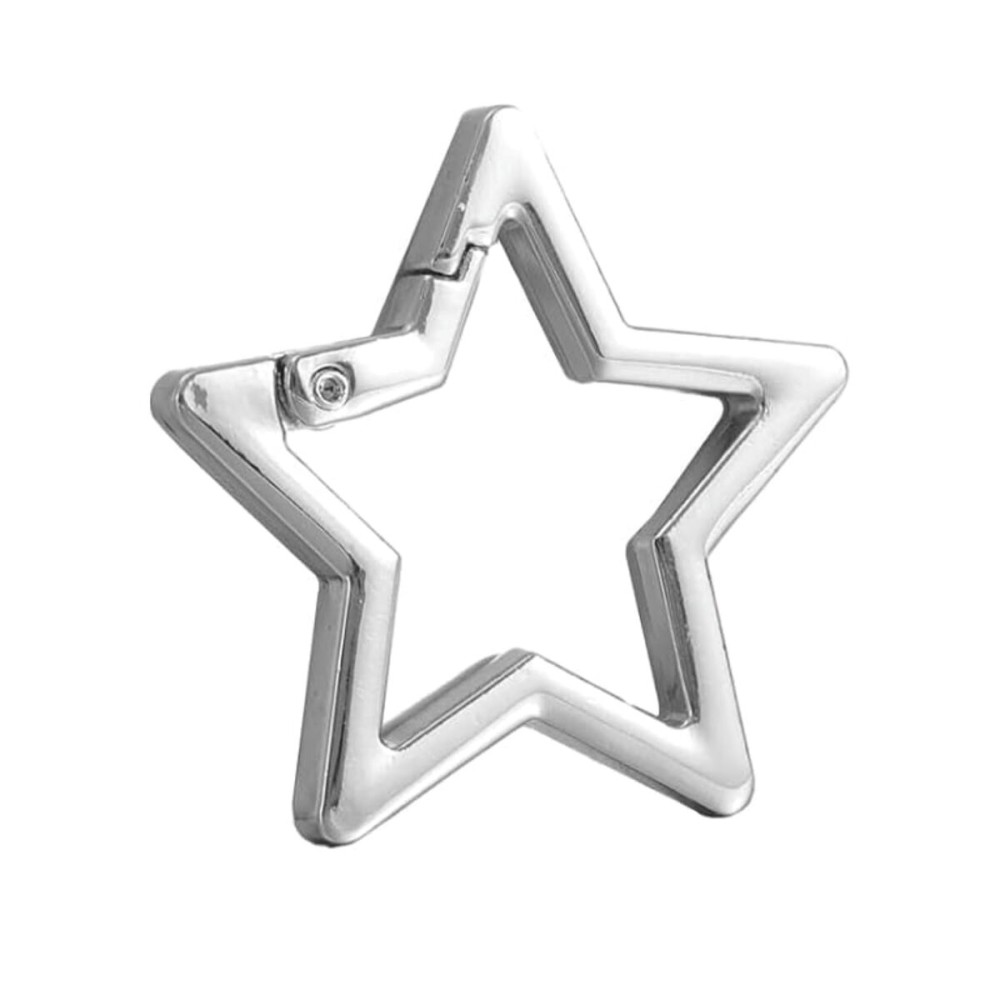 Silver Star Shaped Stainless Steel Keychain Clip Carabiner Snap Hook Holder Star Carabiner Key Holder with Key Chain Rings
