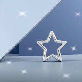 Silver Star Shaped Stainless Steel Keychain Clip Carabiner Snap Hook Holder Star Carabiner Key Holder with Key Chain Rings