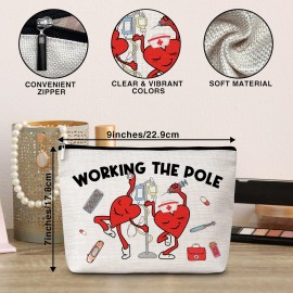 Nurse Gifts Makeup Bag, Working The Pole Nurse Bag Cosmetic Bags, Nursing Makeup Zipper Pouch Bag, Gifts For Emergency Room ICU Nurse, Graduation Birthday Thank You Retirement Gifts For Nurses, 43