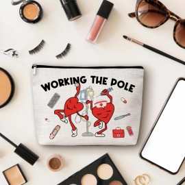Nurse Gifts Makeup Bag, Working The Pole Nurse Bag Cosmetic Bags, Nursing Makeup Zipper Pouch Bag, Gifts For Emergency Room ICU Nurse, Graduation Birthday Thank You Retirement Gifts For Nurses, 43