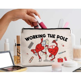 Nurse Gifts Makeup Bag, Working The Pole Nurse Bag Cosmetic Bags, Nursing Makeup Zipper Pouch Bag, Gifts For Emergency Room ICU Nurse, Graduation Birthday Thank You Retirement Gifts For Nurses, 43