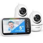 UKSUP SM663V2 Baby Monitor with 2 Cameras - 5 Display Video Baby Monitor with Remote Pan & Tilt, 2X Zoom,Auto Night Vision, 2 Way Talk, Temperature Sensor,Lullabies,960 Feet Range