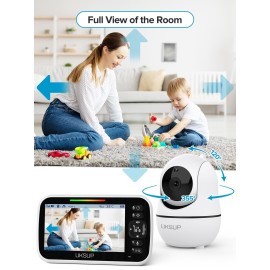 UKSUP SM663V2 Baby Monitor with 2 Cameras - 5 Display Video Baby Monitor with Remote Pan & Tilt, 2X Zoom,Auto Night Vision, 2 Way Talk, Temperature Sensor,Lullabies,960 Feet Range