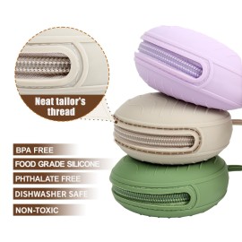 3 Pack Silicone Pacifier Holder Case, BPA-Free Cover Pouch for Baby, Portable Storage Container for Diaper Bag Stroller, Travel Outdoor Activities, Easy to Clean (Green, Grey, Purple)