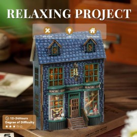 Flever Dollhouse Miniature DIY House Kit Creative Room with Furniture for Romantic Valentine\'s Gift (Magic Store)