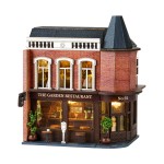 Flever Dollhouse Miniature DIY House Kit Creative Room with Furniture for Romantic Valentine\'s Gift (Corner Restaurant)
