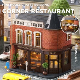 Flever Dollhouse Miniature DIY House Kit Creative Room with Furniture for Romantic Valentine\'s Gift (Corner Restaurant)