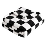 Yurhap Checkered Baby Blanket Fleece Baby Blankets for Boys Girls, Ultra Soft Cozy Fluffy Infant Toddler Newborn Receiving Blankets for Crib Stroller, 30\'\'x40\'\', Black