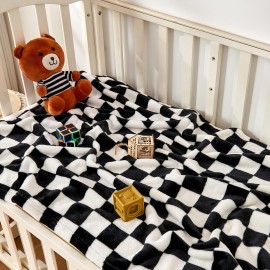 Yurhap Checkered Baby Blanket Fleece Baby Blankets for Boys Girls, Ultra Soft Cozy Fluffy Infant Toddler Newborn Receiving Blankets for Crib Stroller, 30\'\'x40\'\', Black