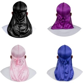 4PCS Silky Durags for Men Women 360 Waves with 1 Wave Cap, Silky Satin Durag Extra Long Tails 4PCS Silky Durags for Men Women 360 Waves with 1 Wave Cap, Silky Satin Durag Extra Long Tails