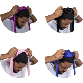 4PCS Silky Durags for Men Women 360 Waves with 1 Wave Cap, Silky Satin Durag Extra Long Tails 4PCS Silky Durags for Men Women 360 Waves with 1 Wave Cap, Silky Satin Durag Extra Long Tails